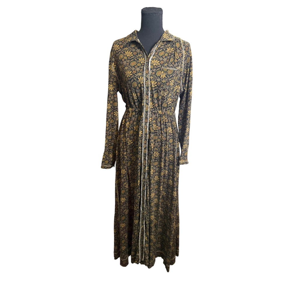 Natural Life Christa Knit Maxi Dress Womens Medium Brown Floral Cotton Boho - Picture 3 of 7